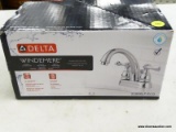 (R6) DELTA WINDEMERE TWO HANDLE CENTERSET BATHROOM FAUCET; MODEL #25996LF-ECO. COMES IN ORIGINAL BOX