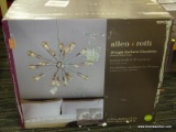 (R6) ALLEN + ROTH GRAYFORD 18-LIGHT BRUSHED NICKEL MID-CENTURY CHANDELIER; MODEL #FD13-033. DOES