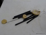 (R6) WOODEN & BLACK METAL WIND CHIME; MEASURES 30