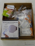 (R5) TRAY LOT TO INCLUDE; EAZYHOME RETRACTABLE CLOTHESLINE, (9) BLUE HAWK SPRING SNAP LINKS,
