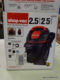 (R5) SHOP-VAC 2.5-GALLON 2.5-HP HANDHELD WET/DRY SHOP VACUUM; MODEL #9303511. OPEN BOX, MAY BE