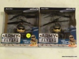 (R5) LOT OF (2) BLUE SKY ARMY FLYERS; BLACK CAMO CLOTHED SOLDIERS. MODEL #90010.