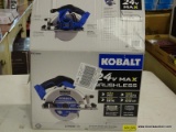 (R5) KOBALT 6-1/2-INCH 24V BRUSHLESS CIRCULAR SAW; MODEL #0672830. OPEN BOX, USED CONDITION. BATTERY
