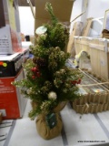 (R5) NATIONAL TREE COMPANY ARTIFICIAL TABLETOP TREE; SMALL ARTIFICIAL DOUGLAS FIR TREE WITH GOLD