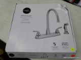 (BWALL) PROJECT SOURCE KITCHEN FAUCET; CHROME 2-HANDLE DECK MOUNT HIGH-ARC COMMERCIAL/RESIDENTIAL