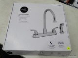 (BWALL) PROJECT SOURCE KITCHEN FAUCET; CHROME 2-HANDLE DECK MOUNT HIGH-ARC COMMERCIAL/RESIDENTIAL