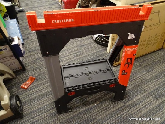 (BWALL) CRAFTSMAN ADJUSTABLE METAL AND PLASTIC SAW HORSE. 2,500 LB. CAPACITY. MEASURES 26.91-IN W X