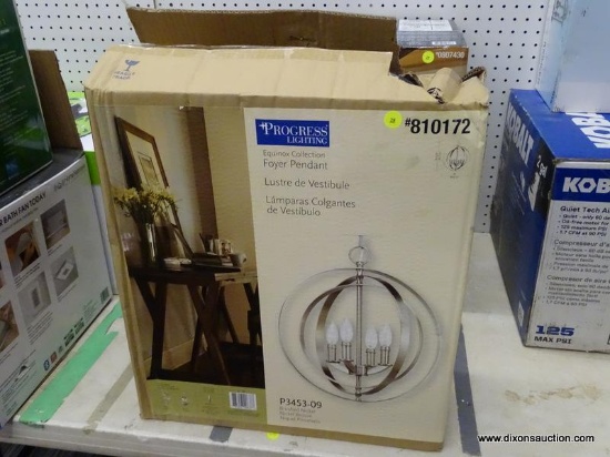 (R1) PROGRESS LIGHTING ORB PENDANT LIGHT; EQUINOX COLLECTION, MODERN FOYER PENDANT LIGHT WITH A
