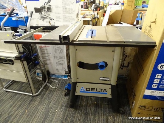 (R2) DELTA 10" TABLE SAW; 10", 13 AMP, LEFT TILT, CARBIDE TIPPED TABLE SAW. APPEARS TO HAVE BEEN