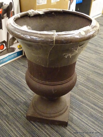 (R2) ALLEN + ROTH PLANTER; URN SHAPED, 36.46 QT, FIBERGLASS PLANTER. HAS DAMAGE AROUND THE RIM.