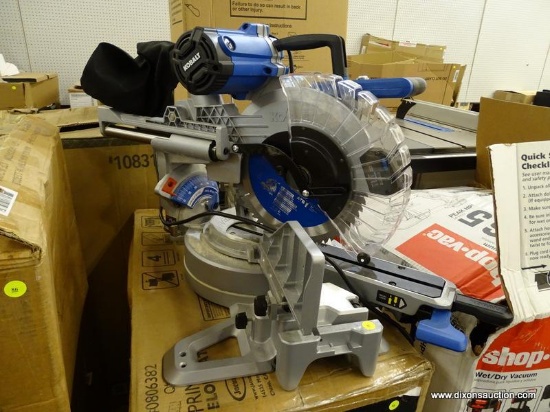 (R2) KOBALT 12" MITER SAW; 15 AMP, DUAL BEVEL, SLIDING COMPOUND MITER SAW. COMES OUT OF BOX, USED A