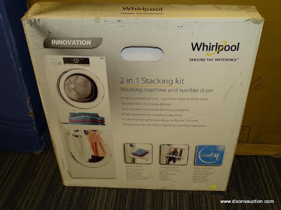 (R2) WHIRLPOOL 2 IN 1 STACKING KIT; WASHING MACHINE AND DRYER STACKING KIT WITH A SLIDING SHELF AND