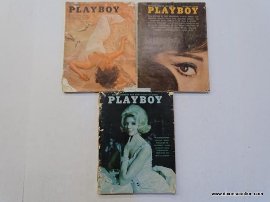 1964 PLAYBOY MAGAZINES; 3 PIECE LOT OF 1964 PLAYBOY MAGAZINES TO INCLUDE AUGUST, SEPTEMBER, AND