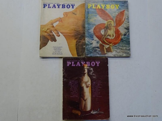 1972 PLAYBOY MAGAZINES; 3 PIECE LOT OF 1972 PLAYBOY MAGAZINES TO INCLUDE FEBRUARY, MARCH, AND