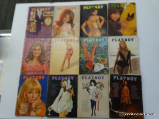 1968 PLAYBOY MAGAZINES; ALL 12 EDITIONS FROM THE 1968 PLAYBOY COLLECTION.