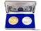 APOLLO-11 DOLLAR AND COINS IN ORIGINAL COIN BOX; 3 PIECE LOT TO INCLUDE A 1969 LANDING ON MOON MINT