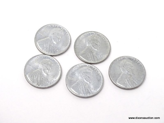5 SETS OF 1943 P.D.S STEEL LINCOLN CENTS.