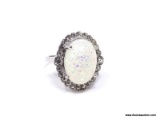 .925 STERLING SILVER LADIES 4 CT OPAL & GEMSTONE RING. SIZE 8.