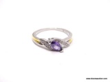 .925 STERLING SILVER LADIES 1/2 CT AMETHYST RING. SIZE 8.