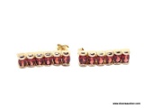 LADIES 14KT YELLOW GOLD, 6 CARATS, OVAL CUT GARNET EARRINGS. WEIGHS 6.3 GRAMS.