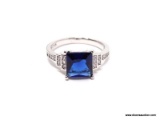 .925 STERLING SILVER LADIES 2 CT. SAPPHIRE RINGS. SIZE 8.
