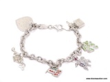 .925 STERLING SILVER LADIES SOLID CHARM BRACELETS. 26.1