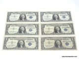[6] U.S. $1 SILVER CERTIFICATES FROM 1957 SERIES.