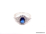 .925 STERLING SILVER LADIES 1-1/2 CT SAPPHIRE RING. SIZE 8.