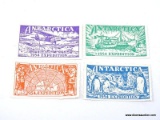 SET OF [4] 1954 ANTARCTIC EXPEDITION STAMPS.