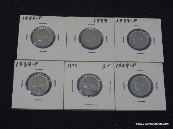 6 PIECES OF 1939P ALMOST UNCIRCULATED JEFFERSON NICKELS