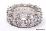 .925 STERLING SILVER LADIES 5 CT ETERNITY BAND RING. SIZE 7 1/2.