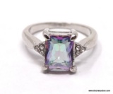 .925 STERLING SILVER LADIES 2 CT MYSTIC TOPAZ RING. SIZE 7.