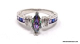 .925 STERLING SILVER LADIES 1/2 CT MYSTIC TOPAZ RING. SIZE 8 1/2.