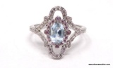 .925 STERLING SILVER 1 CT SWISS BLUE TOPAZ RING. SIZE 7 1/2.