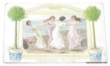 VICTORIAN - HAPPINESS TO YOU POSTCARD, PRISTINE