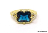 .925 LADIES STERLING SILVER 3 CT BLUE TOPAZ RING. SIZE 8.