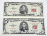 [2] $5 RED SEAL UNCIRCULATED NOTES