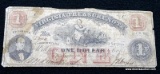 1862 CONFEDERATE TREASURY $1 NOTE
