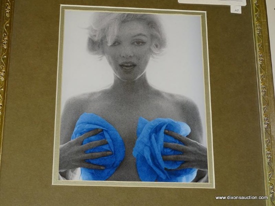 BERT STERN "BLUE ROSES" MARILYN MONROE PRINT; VINTAGE PHOTOGRAPH OF MARILYN POSING NUDE, COVERING