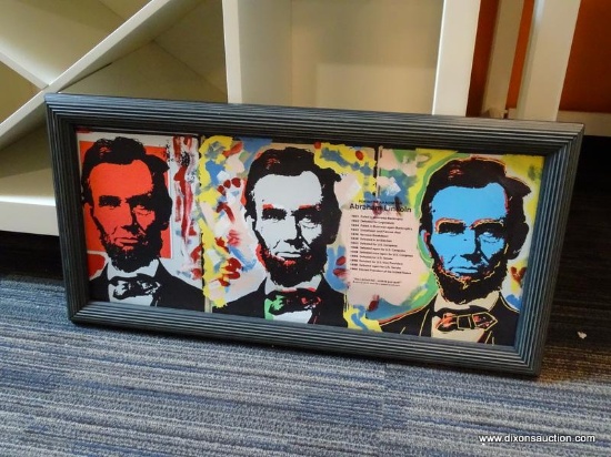 "PORTRAIT OF AN ACHIEVER, ABRAHAM LINCOLN" PRINT ON CANVAS; AWESOME, COLORFUL POP UP ART PRINT ON