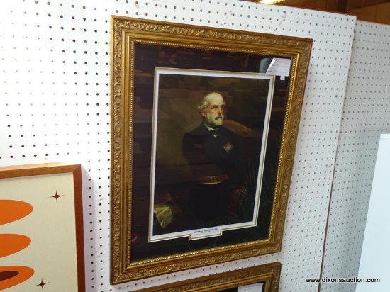 JOHN ELDER "ROBERT E. LEE" FRAMED PRINT; PORTRAIT OF THE CONFEDERATE ARMY'S LEADER ROBERT E. LEE.