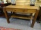 (LEFT WALL) MISSION LIBRARY TABLE; ANTIQUE MISSION OAK LIBRARY TABLE WITH 1 DRAWER AND LOWER SHELF,