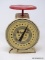 (LEFT WALL) VINTAGE SCALES; VINTAGE KITCHEN SCALES- 9.5 IN H