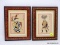 (LEFT WALL) FRAMED ORIENTAL WOODBLOCKS; PR. OF FRAMED ORIENTAL HAND COLORED WOODBLOCK CHRISTMAS