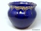 (LEFT WALL) ANTIQUE JARDENIERE; ANTIQUE COBALT BLUE AND GOLD PAINTED JARDINIERE- 13 IN DIA. X 12 IN