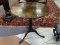 (R1) VINTAGE TILT TOP TABLE; VINTAGE MAHOGANY AND BURLED TOP TILT TOP TABLE WITH CARVED ACANTHUS