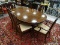 (R1) TABLE AND CHAIRS- CHERRY DINING TABLE AND 6 QUEEN ANNE CHAIRS- DOUBLE PEDESTAL TABLE WITH NO