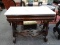 (R1) MARBLE TOP TABLE; 19TH CEN. EMPIRE MARBLE TOP TABLE WITH CARVED CENTER SUPPORT AND C SCROLL