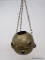 (R1) HANGING BRASS CANDLE HOLDER; MIDDLE EASTERN BRASS AND DECORATIVE GLASS HANGING CANDLE HOLDER- 7