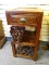 (LEFT WALL) ANTIQUE ORIENTAL STAND; ONE OF A PR. OF ANTIQUE ORIENTAL MAHOGANY AND PINE 1 DRAWER